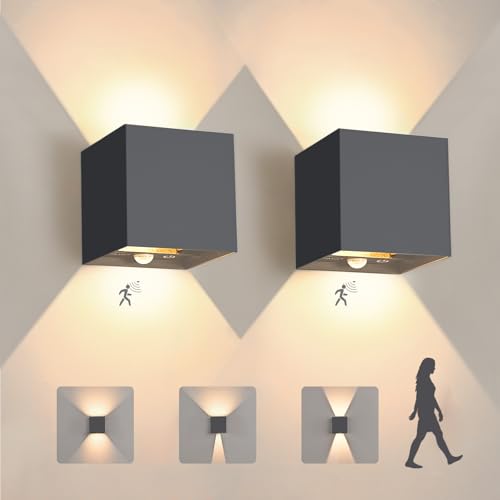 YindaLux 12W LED Wandlampe Innen/Aussen, Anthrazit IP65 Außenleuchte mit Bewegungsmelder, 3000K Außenlampe mit Touch-steuerung, Up Down Außenlampe mit Einstellbarer Lichtstrahl für Garten, 2 Stück YindaLux 12W LED Wandlampe Innen/Aussen, Anthrazit IP65 Außenleuchte mit Bewegungsmelder, 3000K Außenlampe mit Touch-steuerung, Up Down Außenlampe mit Einstellbarer Lichtstrahl für Garten, 2 Stück von YindaLux