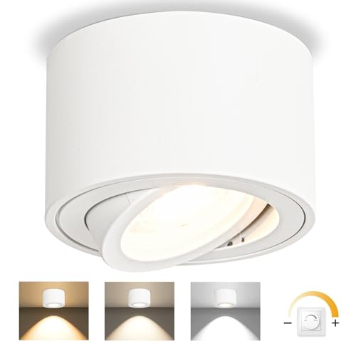YindaLux 3CCT LED Aufbauspot Weiß - Extra Flach & 30° Schwenkbar - Ø80x50mm Aufputz Deckenleuchte - 5W Dimmbar Modul 230V - Deckenspots, Deckenstrahler Aufbaustrahler YindaLux 3CCT LED Aufbauspot Weiß - Extra Flach & 30° Schwenkbar - Ø80x50mm Aufputz Deckenleuchte - 5W Dimmbar Modul 230V - Deckenspots, Deckenstrahler Aufbaustrahler von YindaLux