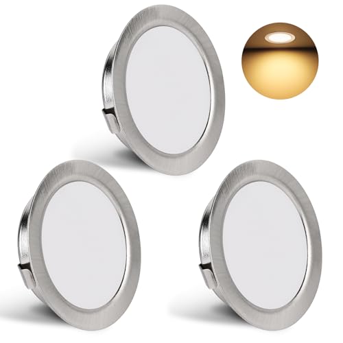 YindaLux 3er Set LED Einbaustrahler 230V 3W 3000K Warmweiß, Ultra Flach 300LM Bohrloch 55-58mm und 15mm Flache, IP44 Möbeleinbauleuchte für Spiegelschrank, Gebürstet Nickel YindaLux 3er Set LED Einbaustrahler 230V 3W 3000K Warmweiß, Ultra Flach 300LM Bohrloch 55-58mm und 15mm Flache, IP44 Möbeleinbauleuchte für Spiegelschrank, Gebürstet Nickel von YindaLux