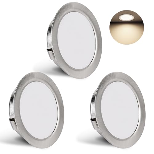 YindaLux 3er Set LED Einbaustrahler 230V 3W 4000K Neutralweiß, Ultra Flach 300LM Bohrloch 55-58mm und 15mm Flache, IP44 Möbeleinbauleuchte für Spiegelschrank, Gebürstet Nickel YindaLux 3er Set LED Einbaustrahler 230V 3W 4000K Neutralweiß, Ultra Flach 300LM Bohrloch 55-58mm und 15mm Flache, IP44 Möbeleinbauleuchte für Spiegelschrank, Gebürstet Nickel von YindaLux