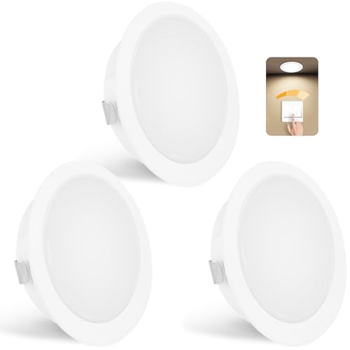 YindaLux 3er Set LED Einbaustrahler 230V Dimmbar 3W 4000K Neutralweiß, LED Spot Ultra Flach 300LM Bohrloch 55-58mm und 15mm Flache, IP44 Möbeleinbauleuchte Einbauspots für Spiegelschrank, Weiß von YindaLux