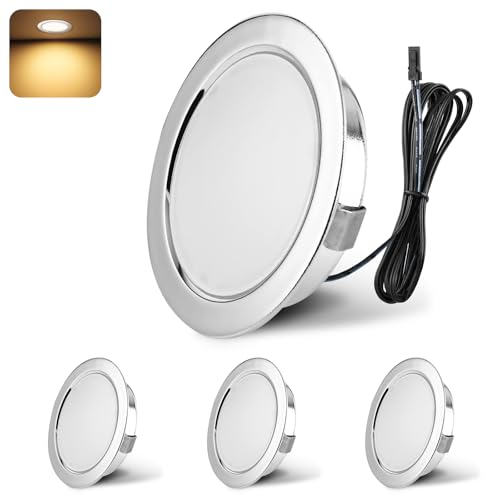 YindaLux LED Einbaustrahler 12V 3000K Warmweiß IP44 LED Spot Dimmbar 3W Einbauspots 55-58mm lochmass Einbauleuchten für Wohnwagen Küche Kleiderschrank Aluminium Chrom 4er Set von YindaLux