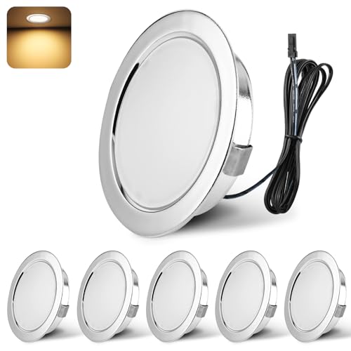 YindaLux LED Einbaustrahler 12V 3000K Warmweiß IP44 LED Spot Dimmbar 3W Einbauspots 55-58mm lochmass Einbauleuchten für Wohnwagen Küche Kleiderschrank Aluminium Chrom 6er Set von YindaLux