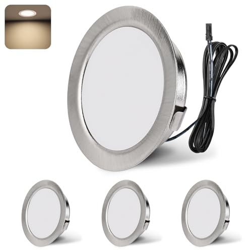 YindaLux LED Einbaustrahler 12V 4000K Neutralweiß IP44 LED Spot Dimmbar 3W Einbauspots 55-58mm lochmass Einbauleuchten für Wohnwagen Küche Kleiderschrank Aluminium Nickel 4er Set von YindaLux