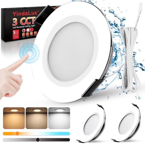 YindaLux LED Einbaustrahler 12V Touch-Control Warmweiß Neutralweiß Kaltweiß LED Spot Dimmbar 3W IP44 Einbauspots 60mm lochmass Einbauleuchten für Wohnwagen Küche Aluminium Chrom 3er Set YindaLux LED Einbaustrahler 12V Touch-Control Warmweiß Neutralweiß Kaltweiß LED Spot Dimmbar 3W IP44 Einbauspots 60mm lochmass Einbauleuchten für Wohnwagen Küche Aluminium Chrom 3er Set von YindaLux
