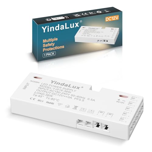 YindaLux LED Trafo 12V - Trafo 230V auf 12V LED 36W, Netzteil-Driver-Treiber, kein LED-Flimmern, kein Transformator-Rauschen Transformatoren für G4 MR16 GU5.3 Halogen Streifen YindaLux LED Trafo 12V - Trafo 230V auf 12V LED 36W, Netzteil-Driver-Treiber, kein LED-Flimmern, kein Transformator-Rauschen Transformatoren für G4 MR16 GU5.3 Halogen Streifen von YindaLux