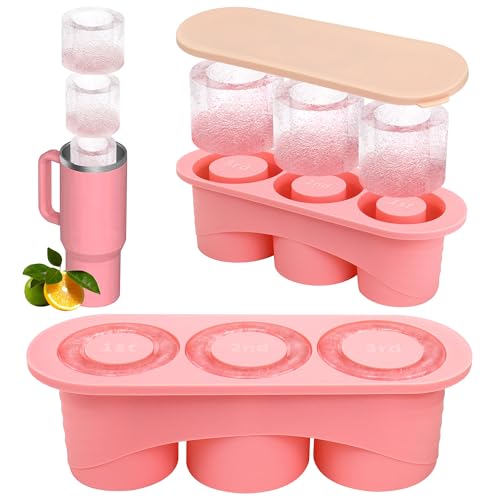 Eiswürfelform für Stanley-Becher, 3 Größen, hohlzylinderförmig, Eiswürfelform mit Deckel für Gefrierschrank, BPA-frei, Silikon-Eisform, kompatibel mit 20/30/1,2 l Becher zum Kühlen von Getränken, Tee von YingBiao