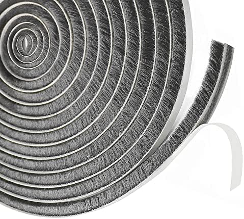 Bürstendichtung Selbstklebend, 5M(L) X 9mm(B) X 23mm(D) Bürstendichtungen für Türen und Fenster, Bürsten-Wetterschutzband, Zugluftabweiser Bürstendichtung, Grau von YingErTool