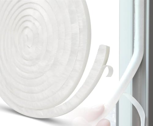 Bürstendichtung Selbstklebend, 5M(L) X 9mm(B) X 23mm(D) Bürstendichtungen für Türen und Fenster, Bürsten-Wetterschutzband, Zugluftabweiser Bürstendichtung, Weiß von YingErTool