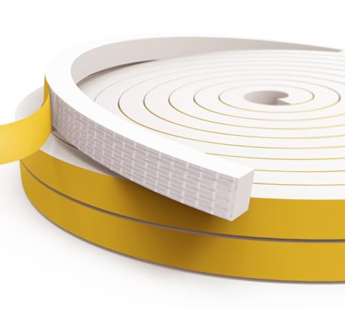 Dichtungsband Türdichtung Selbstklebend, Fensterdichtung Siegel Streifen 12mm(B) x 10mm(D) Lärm Schalldämmung Wasserdicht Gummidichtung Abdichtungsband für Türen Fenster Weiß (2 Rollen je 2m lang) von YingErTool