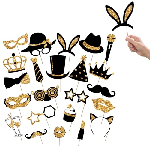 24 Stück Fotobox Requisiten,Lustige Foto Requisiten,Fotoautomat Accessoires für Geburtstag Hochzeit Karneval Partydeko,Party Foto Aktivitäten Gadgets,Fotorequisiten Gold Deko,Props Mischung Zubehör 24 Stück Fotobox Requisiten,Lustige Foto Requisiten,Fotoautomat Accessoires für Geburtstag Hochzeit Karneval Partydeko,Party Foto Aktivitäten Gadgets,Fotorequisiten Gold Deko,Props Mischung Zubehör von YingMengZhiGe