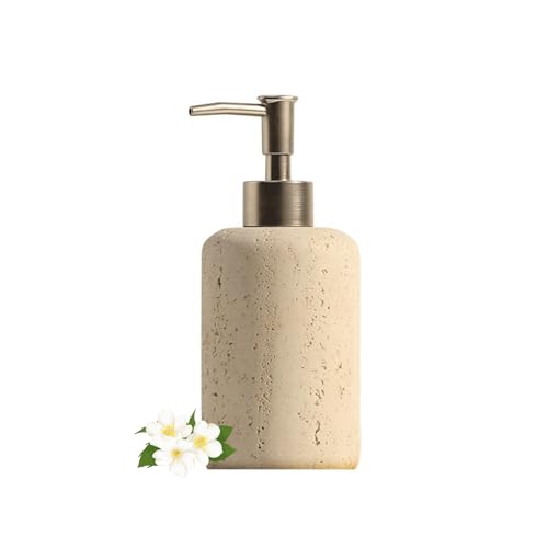 Yingbei Nachfüllbarer Steinseifenspender mit silberner Pumpe – beiges Sandsteinmaterial – Flüssigseifen-/Shampooflaschen für Badezimmer und Küche Yingbei Nachfüllbarer Steinseifenspender mit silberner Pumpe – beiges Sandsteinmaterial – Flüssigseifen-/Shampooflaschen für Badezimmer und Küche von Yingbei