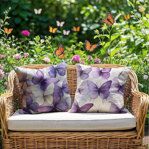 Outdoor Kissen 50x50cm Kissenbezug Blau Outdoor Kissen Wetterfest Leinen Kissenbezüge Schmetterling Sofakissen, Doppelseitig Druck Dekokissen für Sitzauflagen Gartenmöbel, Balkon Deko Terrassen RG-771 Outdoor Kissen 50x50cm Kissenbezug Blau Outdoor Kissen Wetterfest Leinen Kissenbezüge Schmetterling Sofakissen, Doppelseitig Druck Dekokissen für Sitzauflagen Gartenmöbel, Balkon Deko Terrassen RG-771 von Yingeen