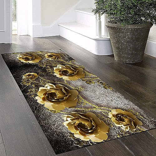 3D Blume Teppich Läufer Flur Küche Rutschfest Waschbar Teppichläufer Lang 100x400cm Schwarz/Gold Küchenläufer Meterware Korridor Tepiche Kücheteppich Schlafzimmer Wohnzimmer Flurmatten Breit 40-140Cm 3D Blume Teppich Läufer Flur Küche Rutschfest Waschbar Teppichläufer Lang 100x400cm Schwarz/Gold Küchenläufer Meterware Korridor Tepiche Kücheteppich Schlafzimmer Wohnzimmer Flurmatten Breit 40-140Cm von Yinghesheng