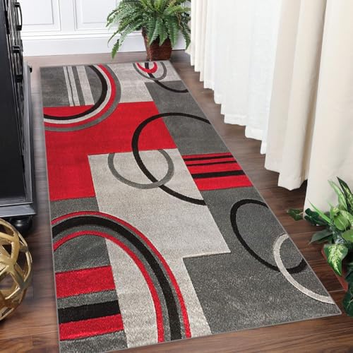 Teppich Läufer Lang Flur Küche Teppichläufer Rutschfest Waschbar Küchenläufer Teppichmatten 80x600cm Schmutzfangmatte Grau Rot Moderne Geometrische Streifen Flurteppich Wohnzimmer Schlafzimmer Teppich Läufer Lang Flur Küche Teppichläufer Rutschfest Waschbar Küchenläufer Teppichmatten 80x600cm Schmutzfangmatte Grau Rot Moderne Geometrische Streifen Flurteppich Wohnzimmer Schlafzimmer von Yinghesheng