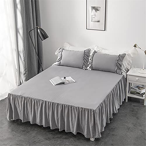 Yinghesheng Elegant Bettrock Tagesdecken Bett Blatt RöCke BettröCke Bettvolant Verdicken Bettlaken Satin Beige Matratzenbezug Spannbetttuch Bettabdeckungs,Grau,140x200cm+40cm von Yinghesheng