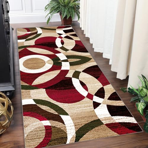 Yinghesheng Flurteppich Läufer 70x300cm Teppichläufer extra lang Braun Rot Moderne Geometrische Streifen Korridor Tepiche für Küche Eingangsbereich Schlafzimmer Wohnzimmer von Yinghesheng