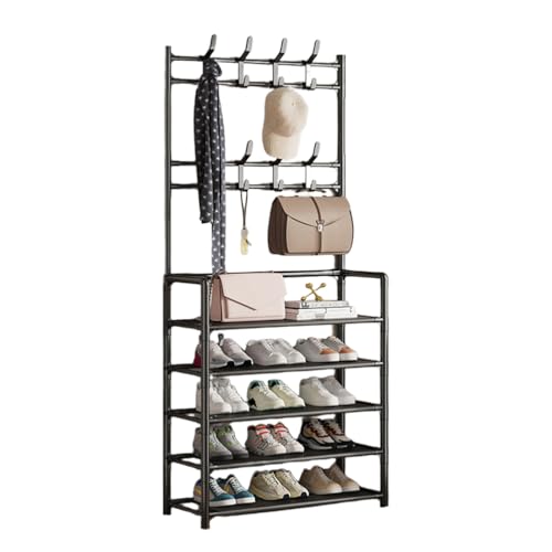 Yinghesheng Garderobenständer mit Schuhablage, Flurgarderobe Gaderobenschränke Flur Set mit 4-5-Stöckiger Schuhschrank, Metallrahmen, für Flur Eingänge, Wohnzimmer, Schlafzimmer,60D x 25W x 169H cm Yinghesheng Garderobenständer mit Schuhablage, Flurgarderobe Gaderobenschränke Flur Set mit 4-5-Stöckiger Schuhschrank, Metallrahmen, für Flur Eingänge, Wohnzimmer, Schlafzimmer,60D x 25W x 169H cm von Yinghesheng