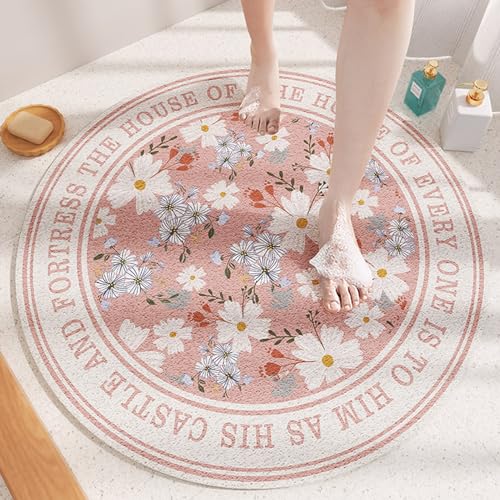 Yinghesheng Rund Duschmatte rutschfest 50x50 cm Weich Komfort Badematte Massage, PVC-Luffa Massage Antirutschmatte Dusche mit Ablauflöchern Duscheinlage rutschfest für Senioren,D,50x50cm von Yinghesheng