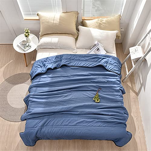 Yinghesheng Sommerdecke Kühlend Doppelseitig, Bettdecke für Sommer, Bettdecke Atmungsaktiv, Weiche Baumwolle Steppdecke für Menschen Kinder Baby,Dark Blue,180x220cm von Yinghesheng