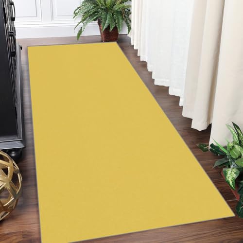 Yinghesheng Läufer Flur Küche Waschbar rutschfest 100x400cm Lang Küchenteppich Flurteppich Teppich GelbEinfarbiger Teppich Für Korridor Wohnzimmer Schlafzimmer Meterware Anpassbar von Yinghesheng
