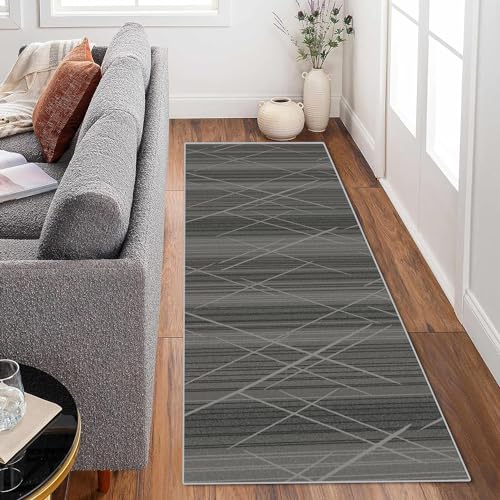 Yinghesheng Teppich Läufer rutschfest Flur grau Einfarbig Moderner Einfach Küchenteppich Korridor Teppich Waschbar Meterware Schlafzimmer Korridor Teppich Länge Anpassbare,Grau,50x220cm von Yinghesheng