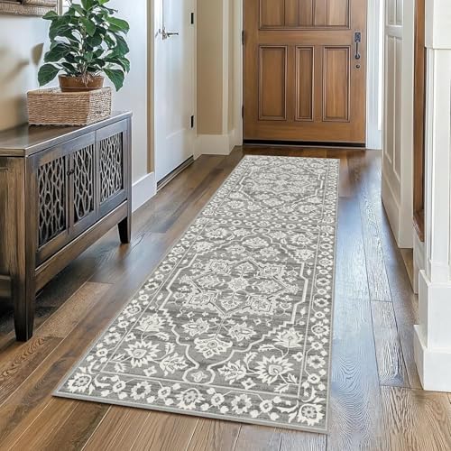 Yinghesheng Teppich Wohnzimmer,40x160CM Boho,Grau,Läufer Flur, küchenteppich Waschbar rutschfest,fußmatte,Teppich bettvorleger Schlafzimmer Esszimmer von Yinghesheng