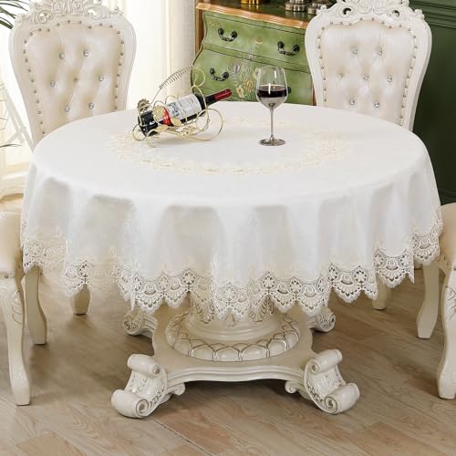 Yinghesheng Tischdecke aus Spitze Runde, Tischtuch Polyester, Tafeldecke Abwaschbar Jacquard Design Spitzentischdecke, Tischdecke für Küche, Restaurant, Party, Bankett,A,130cm von Yinghesheng