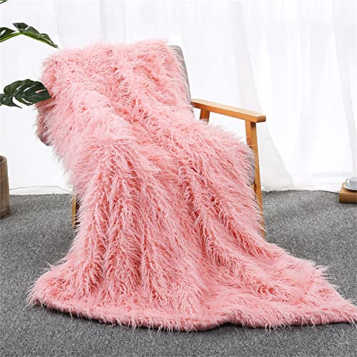 Yinghesheng Zotteldecke aus Kunstfell, Comfort Luxuriöse Kunstfell Überwurfdecke, Flauschige Kuscheldecke, weich, lang, warm, elegant, gemütlich, weiche Decke für Couch und Bett,Rosa,130X160cm von Yinghesheng