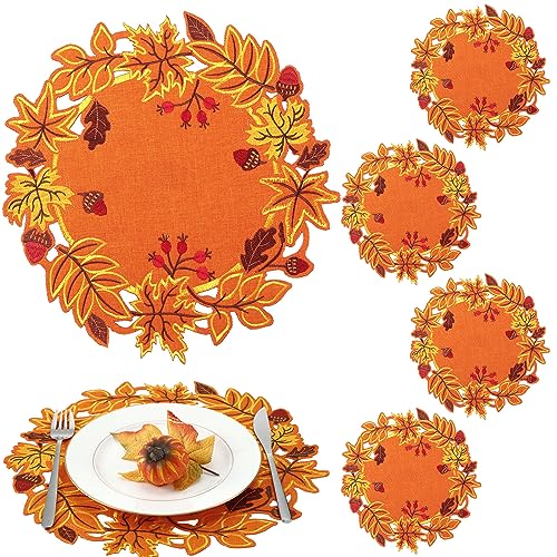 Yingzhao Platzsets für den Herbst, bestickte Ahornblätter, doppellagig, für Zuhause, Küche, Esstisch, Urlaub, Party, Dekoration, 6 Stück Yingzhao Platzsets für den Herbst, bestickte Ahornblätter, doppellagig, für Zuhause, Küche, Esstisch, Urlaub, Party, Dekoration, 6 Stück von Yingzhao