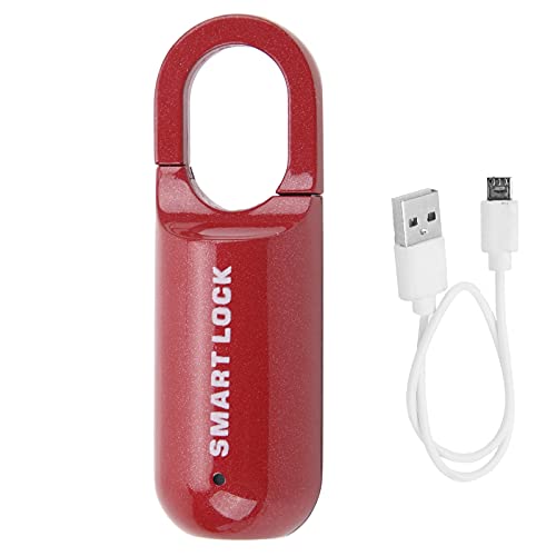 Schlüsselloses Sicherheitsschloss, Fingerabdruck-Schloss, Diebstahlsicherung, Wiederaufladbares USB-Fingerabdruck-Vorhängeschloss für Gepäckkoffer (Rot) von Yinhing