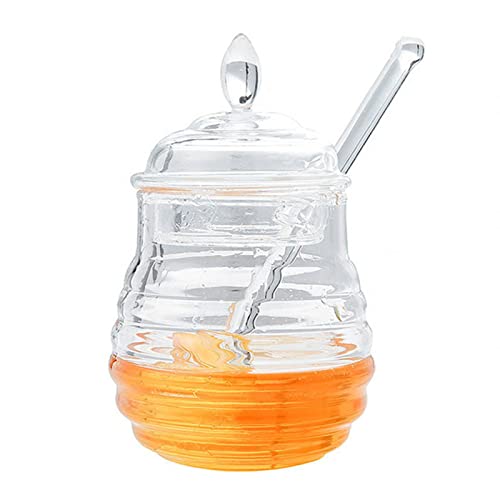 Yinhing 245ml Kristallhonigglas, Transparentes Bienenstockförmiges Honigglas mit Tropfstab, Bienenstockdesign -Topf Zum Aufbewahren und Abgeben von Honig Yinhing 245ml Kristallhonigglas, Transparentes Bienenstockförmiges Honigglas mit Tropfstab, Bienenstockdesign -Topf Zum Aufbewahren und Abgeben von Honig von Yinhing