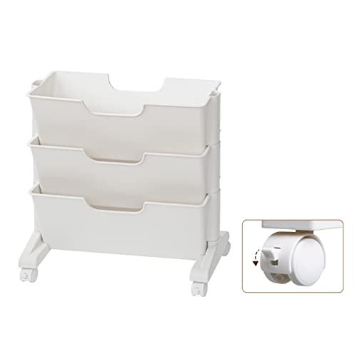Yinhing Rolling Bookshelf, Book Cart 3 Regal Bücherregal Universal Movable Bookshelf White 3 Schichten Großer Kapazitätsrad Plastikmaterial Mobile Bücherregal für Büroraum für Heimschule von Yinhing