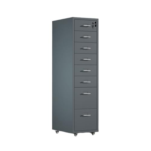 Bürocontainer Aktendaten-Organizer aus Metall, multifunktionaler Büro-Schubladenschrank, 8-lagiger Aktenschrank mit großer Kapazität und Schloss Büroschrank(Grigio) von Yinj9562fg