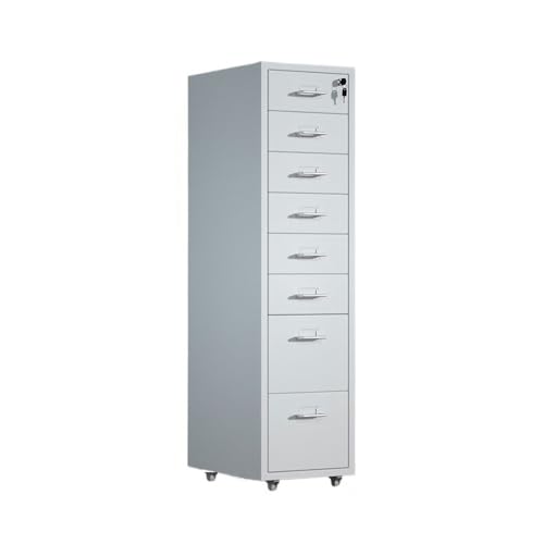 Bürocontainer Aktendaten-Organizer aus Metall, multifunktionaler Büro-Schubladenschrank, 8-lagiger Aktenschrank mit großer Kapazität und Schloss Büroschrank(Weiß) von Yinj9562fg