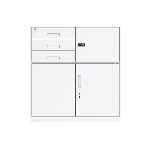 Bürocontainer Aktenschrank, Eisen, kurzer Schrank, Büro-Datenspeicherschrank, Balkon, Bücherregal, Lagerschrank mit Schloss, Kleiner Schrank Büroschrank(Weiß) von Yinj9562fg