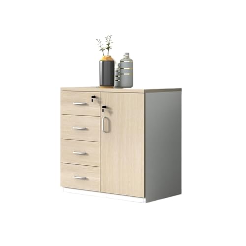 Bürocontainer Aktenschrank Holz Lagerschrank 1 Tür mit 4 Lagerfächern Datenspeicherschrank Abschließbarer Büroaktenschrank Büroschrank von Yinj9562fg