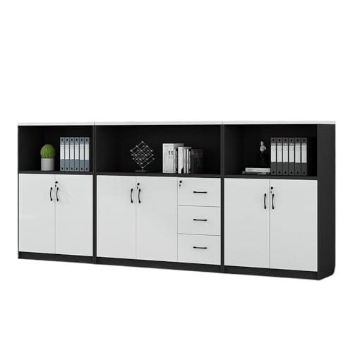 Bürocontainer Aktenschrank mit sechs Türen, DREI Schränke, Büro, Verschiedene Lagerschränke, Weiß + Schwarz Büroschrank Bürocontainer Aktenschrank mit sechs Türen, DREI Schränke, Büro, Verschiedene Lagerschränke, Weiß + Schwarz Büroschrank von Yinj9562fg