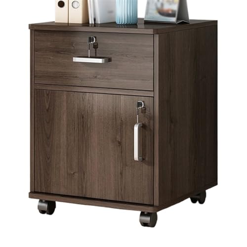 Bürocontainer Büro-Aktenschrank, Holz, eine Schublade mit Einer Tür, Aktenschrank, Schloss, Aufbewahrung, Kleiner Seitenschrank Radauszug Büroschrank(Bruin) von Yinj9562fg