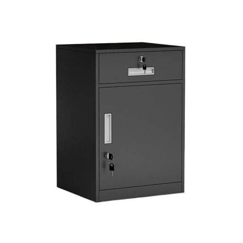 Bürocontainer Büro-Kurzschrank, multifunktionaler Aufbewahrungsschrank, Aktenschrank, Schubladenschrank aus Stahl unter dem Schreibtisch mit Schloss, Schrank, 1,2 mm Büroschrank(Schwarz) von Yinj9562fg