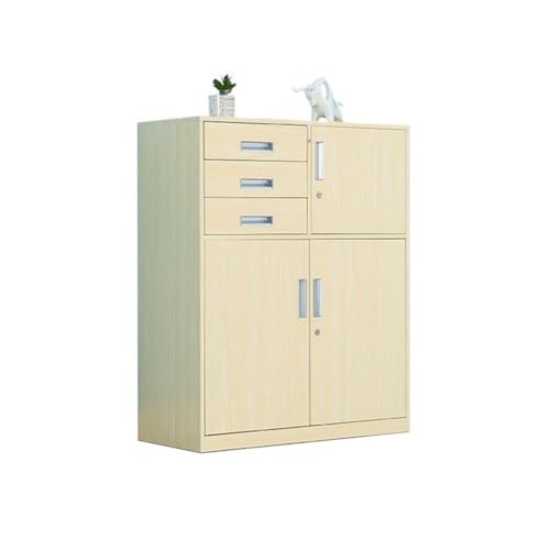 Bürocontainer Multifunktionaler Büro-Aktenschrank mit Schloss, großes Fassungsvermögen, DREI Schubladen, Aktendatenspeicherschrank, 1 Eisen-Haushaltsspeicherschrank Büroschrank(Beige) von Yinj9562fg