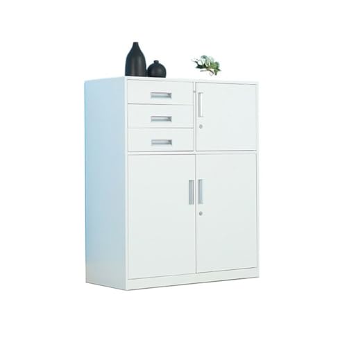Bürocontainer Multifunktionaler Büro-Aktenschrank mit Schloss, großes Fassungsvermögen, DREI Schubladen, Aktendatenspeicherschrank, 1 Eisen-Haushaltsspeicherschrank Büroschrank(Weiß) von Yinj9562fg