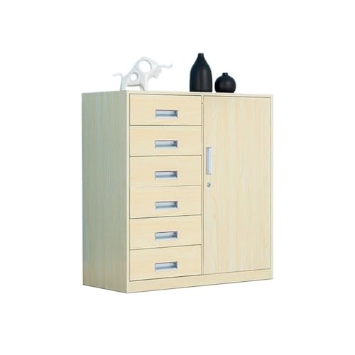 Bürocontainer Schrank mit 6 Schubladen, for den Haushalt, multifunktionaler Aufbewahrungsschrank, Metall-Datendatei-Organizer, Büro-Aktenschrank Büroschrank(Beige) von Yinj9562fg
