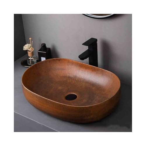 Waschtisch Großes Keramik-Waschbecken for den Innen- und Außenbereich, Vintage-Waschbecken mit Standfuß Zubehör, Terrassenwaschbecken Platzsparendes von Yinj9562fg