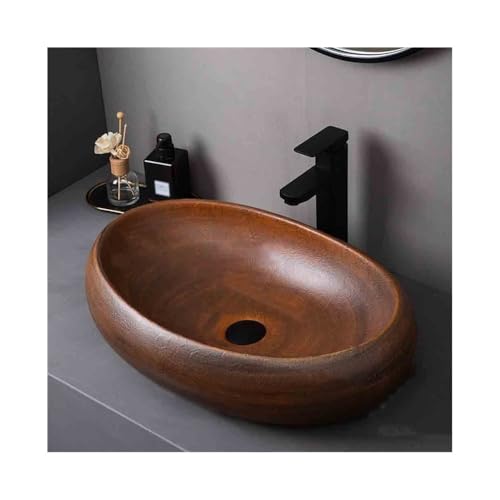 Waschtisch Keramik Oval Outdoor Indoor Badezimmer Vintage Standwaschbecken Terrasse Waschbecken Platzsparendes von Yinj9562fg