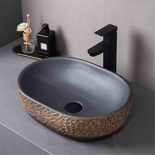 Waschtisch Kleines Waschbecken Schwarzes Keramik-Aufsatzbecken Vintage-Waschbecken Badezimmer Innen Haushalt Balkon Wasserbecken Platzsparendes von Yinj9562fg