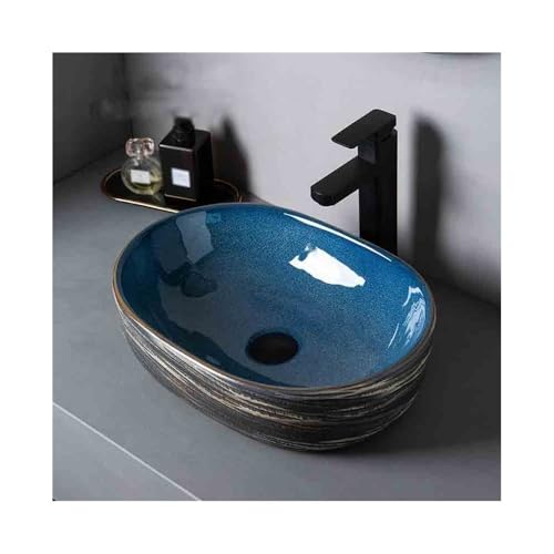 Waschtisch Kleines ovales Keramik-Waschbecken for den Innen- und Außenbereich, Vintage-Waschbecken mit Standfuß Zubehör, Terrassenwaschbecken Platzsparendes Waschtisch Kleines ovales Keramik-Waschbecken for den Innen- und Außenbereich, Vintage-Waschbecken mit Standfuß Zubehör, Terrassenwaschbecken Platzsparendes von Yinj9562fg