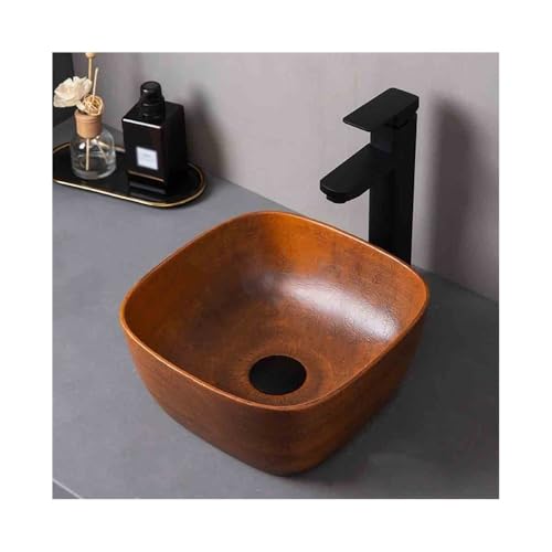 Waschtisch Kleines quadratisches Keramikwaschbecken for den Innen- und Außenbereich, Vintage-Waschbecken mit Sockel, for die Terrasse Platzsparendes Waschtisch Kleines quadratisches Keramikwaschbecken for den Innen- und Außenbereich, Vintage-Waschbecken mit Sockel, for die Terrasse Platzsparendes von Yinj9562fg