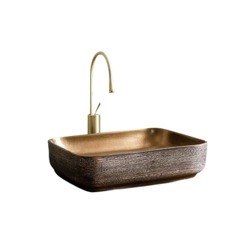 Waschtisch Rechteckiges Badezimmerwaschbecken, Vintage-Keramik-Waschbecken-Kombination mit Abfluss, Badezimmerschüssel Platzsparendes von Yinj9562fg
