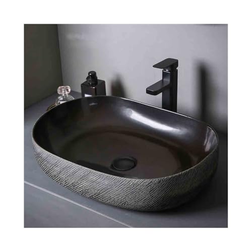 Waschtisch Schwarz Keramik Aufsatzbecken Vintage Waschbecken Becken Badezimmer Haushalt Platzsparendes Waschtisch Schwarz Keramik Aufsatzbecken Vintage Waschbecken Becken Badezimmer Haushalt Platzsparendes von Yinj9562fg